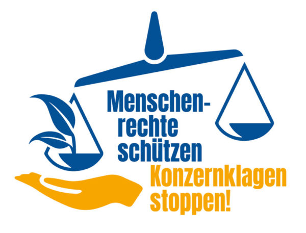 Logo Petition "Menschenrechte schützen - Konzernklagen stoppen!"