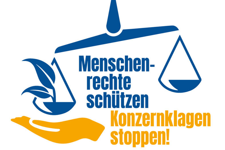 Logo Petition "Menschenrechte schützen - Konzernklagen stoppen!"