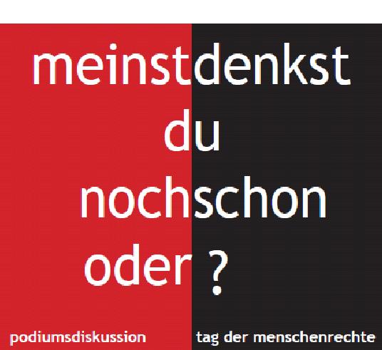 Poster mit Schriftzug "Meinst du noch oder denkst du schon?"