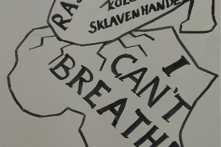 Bild zur Broschüre, Ein Knie wird auf den Kontinent Afrika gedrückt